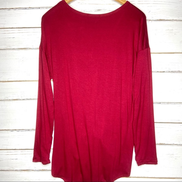 Bailey Button Down Tie Front Top Wine - Picture 3 of 6